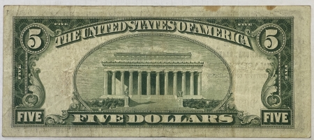 Small United States Notes 1929 $5 RIGGS NATIONAL BANK OF WASHINGTON, DC – CHTR 5046, VERY FINE!