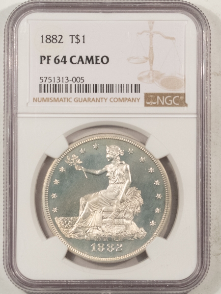 New Certified Coins 1882 PROOF TRADE DOLLAR – NGC PF-64 CAMEO, WHITE AND NICE!