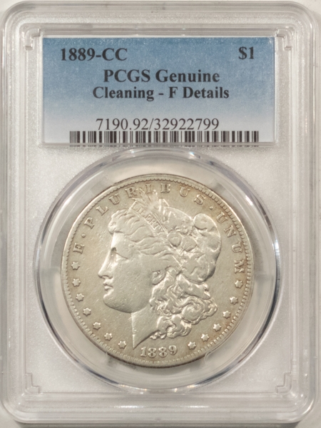 Dollars 1889-CC MORGAN DOLLAR – PCGS FINE DETAILS, CLEANING, STRONG DETAILS, CARSON CITY