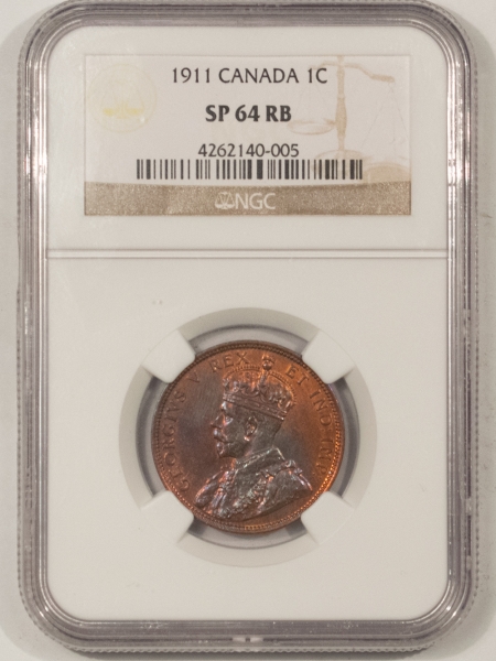 New Certified Coins 1911 CANADA ONE CENT NGC SP-64 RB