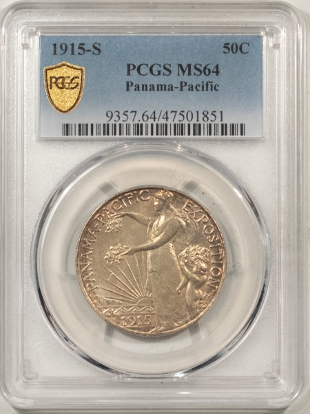 New Certified Coins 1915-S PANAMA-PACIFIC COMMEMORATIVE HALF DOLLAR, PCGS MS-64, PREMIUM QUALITY