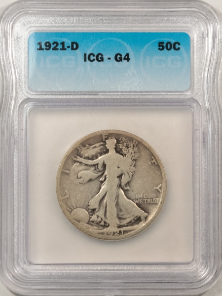 New Certified Coins 1921-D WALKING LIBERTY HALF DOLLAR – ICG G-4, KEY-DATE!
