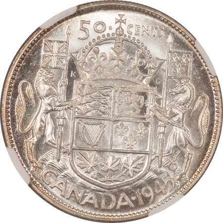 New Certified Coins 1945 CANADA FIFTY CENTS NGC MS-64, PRETTY & PREMIUM QUALITY!