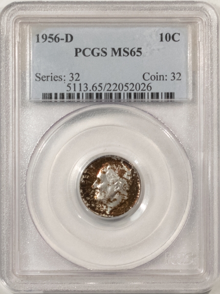 New Certified Coins 1956-D ROOSEVELT DIME – PCGS MS-65, REALLY PRETTY GEM!