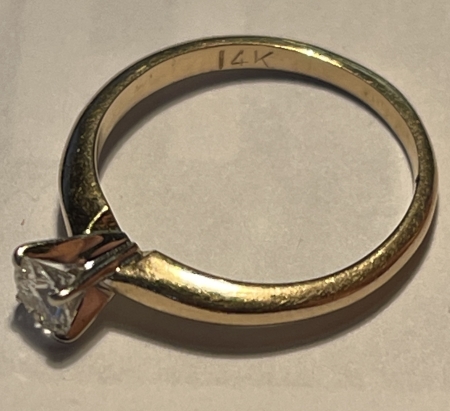 Jewelry 14 KT GOLD WOMEN’S DIAMOND SOLITARE RING – 1/4 CT DIAMOND, SIZE 5, 1.7 GRAMS