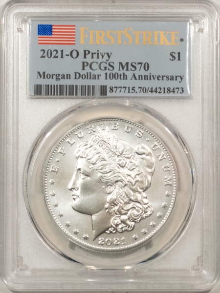 Morgan Dollars 2021-O PRIVY COMMEM MORGAN DOLLAR – PCGS MS-70, FIRST STRIKE, 100TH ANNIVERSARY!