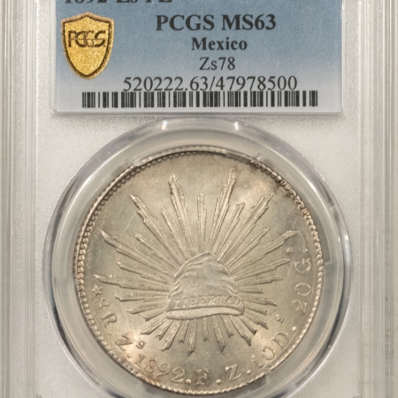 New Store Items 1892-Zs FZ MEXICO 8 REALES SILVER, Zs78 – PCGS MS-63, FRESH & FLASHY