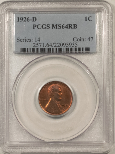 Lincoln Cents (Wheat) 1926-D LINCOLN CENT – PCGS MS-64 RB