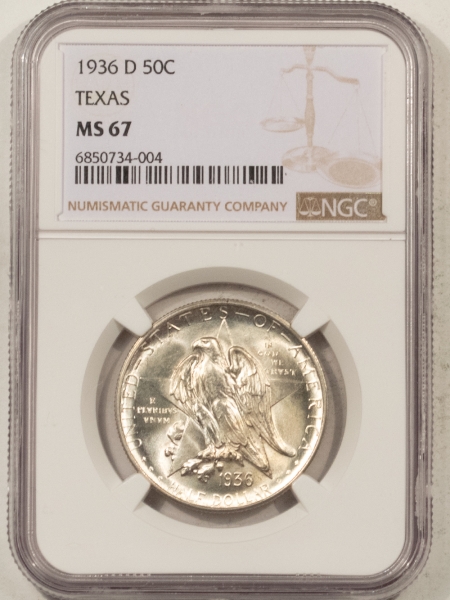 New Certified Coins 1936-D TEXAS COMMEMORATIVE HALF DOLLAR – NGC MS-67, FRESH WHITE & SUPERB!