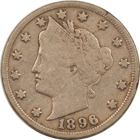 U.S. Uncertified Coins 1896 LIBERTY V NICKEL – NICE PLEASING CIRCULATED EXAMPLE