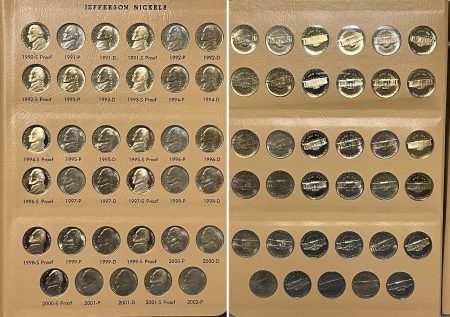Jefferson Nickels 1938-2005 JEFFERSON NICKEL 191 COIN COMPLETE SET ALL KEYS, BU WAR, MODERN PROOFS