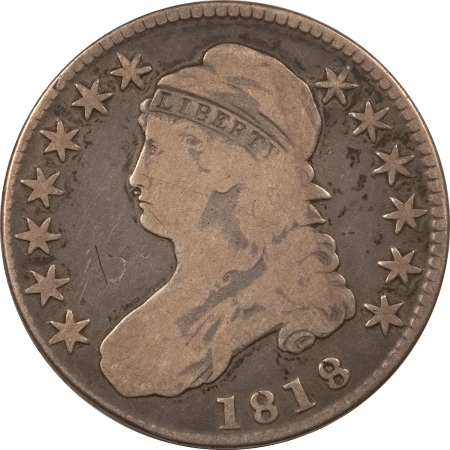 Early Halves 1818 CAPPED BUST HALF DOLLAR – PLEASING CIRCULATED EXAMPLE!