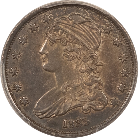 CAC Approved Coins 1835 CAPPED BUST QUARTER – PCGS AU-53, CAC, WONDERFULLY ORIGINAL, CAC POP 6!