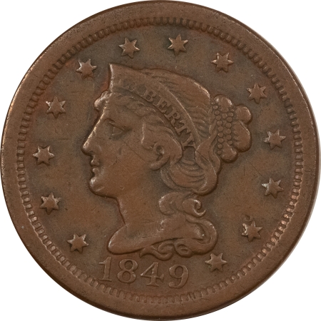 New Store Items 1849 BRAIDED HAIR LARGE CENT – HIGH GRADE CIRCULATED EXAMPLE!