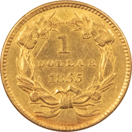 $1 1855 TYPE II $1 GOLD DOLLAR, INDIAN PRINCESS – HIGH GRADE EXAMPLE! WELL STRUCK!