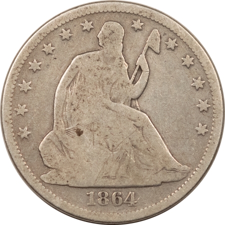 Liberty Seated Halves 1864-S SEATED LIBERTY HALF DOLLAR – PLEASING CIRCULATED SCARCE CIVIL WAR DATE!