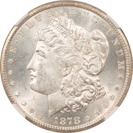 Morgan Dollars 1878-CC MORGAN DOLLAR – NGC MS-63, BLAST WHITE! FIRST CARSON CITY MORGAN!