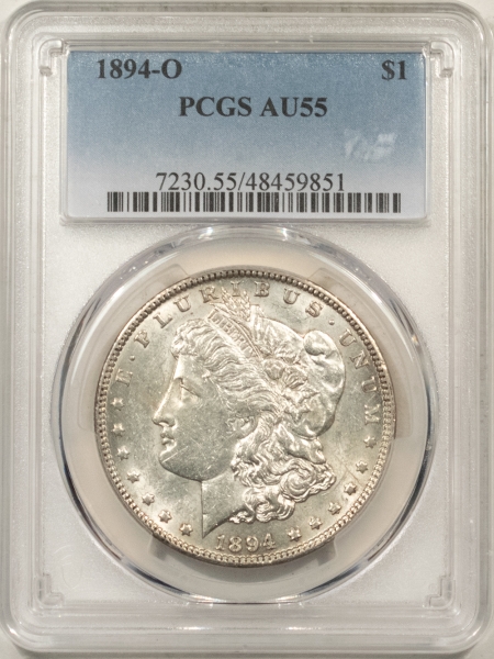 Morgan Dollars 1894-O MORGAN DOLLAR – PCGS AU-55, WHITE, LUSTROUS!