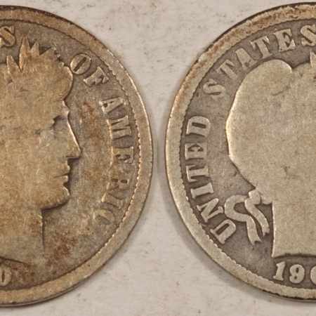 New Store Items 1900-O, 1901-O BARBER DIMES, LOT OF 2 – PLEASING CIRCULATED EXAMPLES!