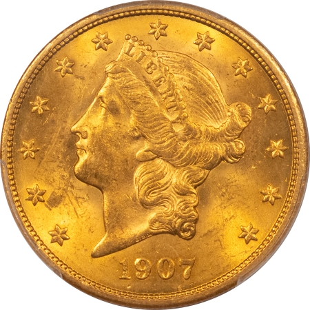 $20 1907 $20 LIBERTY GOLD – PCGS MS-62, CAC APPROVED!