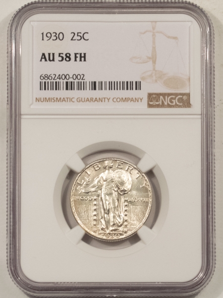 New Certified Coins 1930 STANDING LIBERTY QUARTER – NGC AU-58 FH, WHITE!