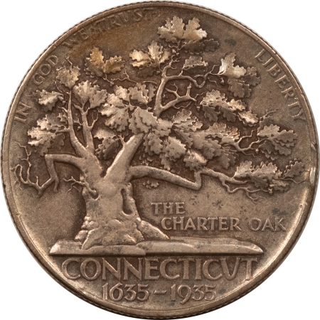 New Store Items 1935 CONNECTICUT COMMEMORATIVE HALF DOLLAR, PLEASING CIRCULATED EXAMPLE! SCARCE!