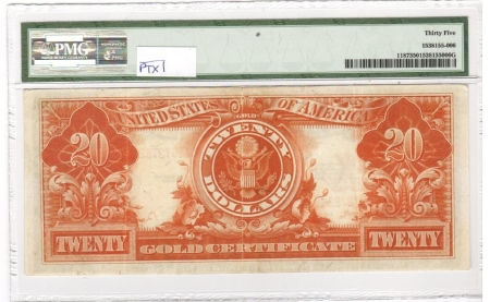 Large Gold Certificates 1922 $20 GOLD CERTIFICATE, FR-1187, PMG CHOICE VERY FINE-35; BRIGHT & FRESH!