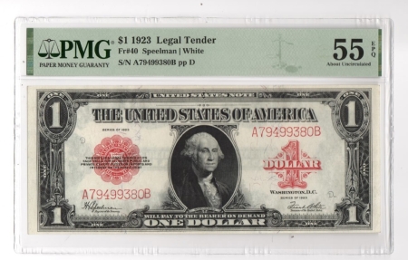 Large U.S. Notes 1923$1 LEGAL TENDER, FR-40, PMG ABOUT UNCIRCULATED-55 EPQ; FRESH!