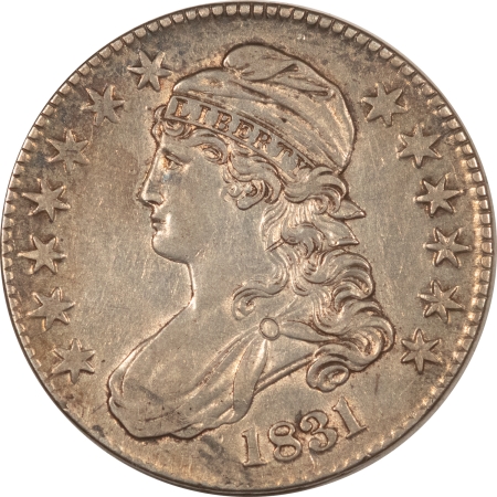 Early Halves 1831 CAPPED BUST HALF DOLLAR – HIGH GRADE EXAMPLE, LIGHT OLD CLEANING!