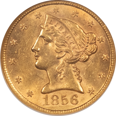 $5 1856 $5 LIBERTY GOLD – NGC MS-61, FRESH & FLASHY! CAC APPROVED!