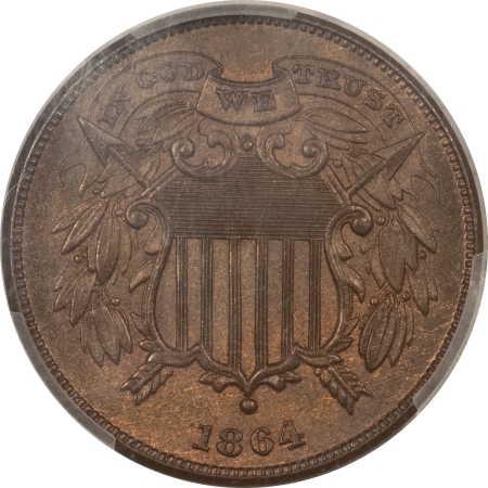 CAC Approved Coins 1864 TWO CENT PIECE, SMALL MOTTO – PCGS MS-64 BN, KEY DATE, PQ & CAC APPROVED!