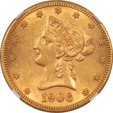 $10 1906-S $10 LIBERTY GOLD – NGC AU-58, BETTER DATE!
