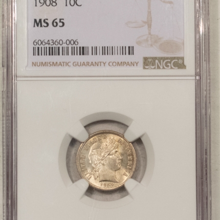 New Store Items 1908 BARBER DIME – NGC MS-65, FRESH GEM!