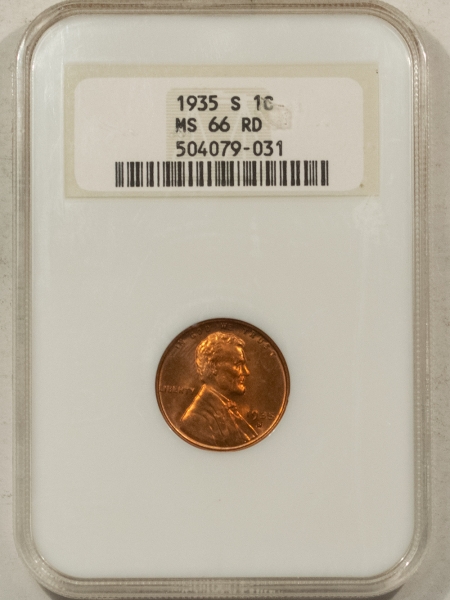 Lincoln Cents (Wheat) 1935-S LINCOLN CENT NGC MS-66 RD, FATTIE!