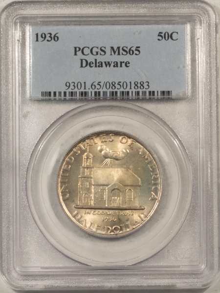 New Certified Coins 1936 DELAWARE COMMEMORATIVE HALF DOLLAR – PCGS MS-65, GEM! PRETTY!