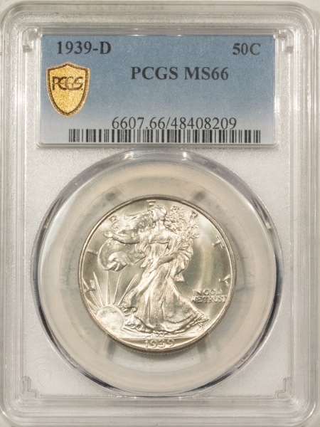 New Certified Coins 1939-D WALKING LIBERTY HALF DOLLAR – PCGS MS-66, FRESH WHITE!