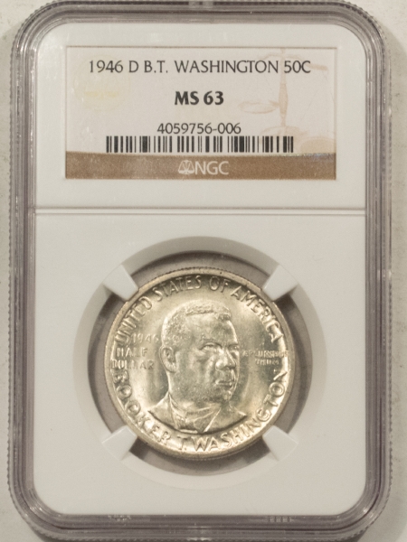 New Certified Coins 1946-D BOOKER T. WASHINGTON COMMEMORATIVE HALF DOLLAR – NGC MS-63