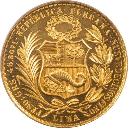 New Certified Coins 1951 PERU GOLD 100 SOLES, 1.354 OZ AGW PCGS MS-63 SCARCE!