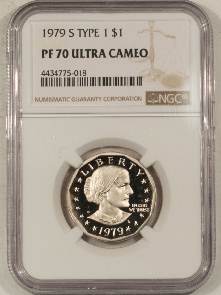 New Certified Coins 1979-S PROOF $1 SUSAN B. ANTHONY DOLLAR, TYPE I – NGC PF-70 ULTRA CAMEO!