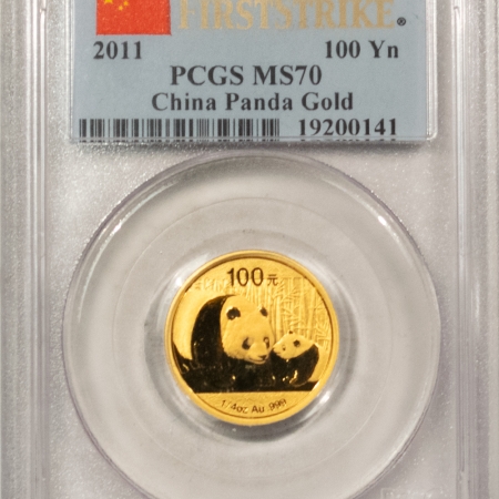 New Store Items 2011 100 YUAN CHINA PANDA GOLD, 1/4 OZ – PCGS MS-70, FIRST STRIKE!
