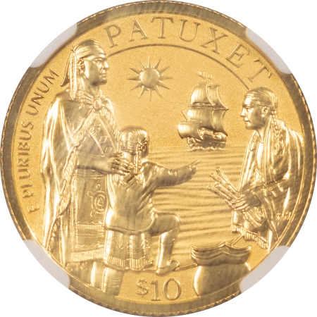 Modern Commems 2020-W $10 MAYFLOWER VOYAGE 400TH 1/4 OZ GOLD COMMEM – NGC PF-70 EARLY REL, RARE