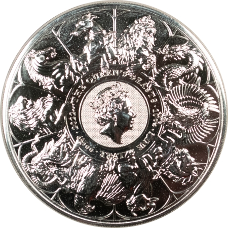 Bullion 2022 GREAT BRITAIN 10 OZ .9999 SILVER 10 POUNDS, THE QUEEN’S BEASTS GEM BU, CASE
