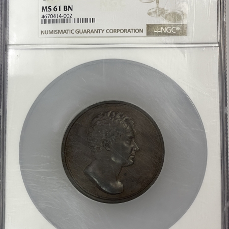 New Store Items 1821 GREAT BRITAIN GEORGE IV BRONZE CORONATION MEDAL 55MM BHM-1087, NGC MS-61 BN