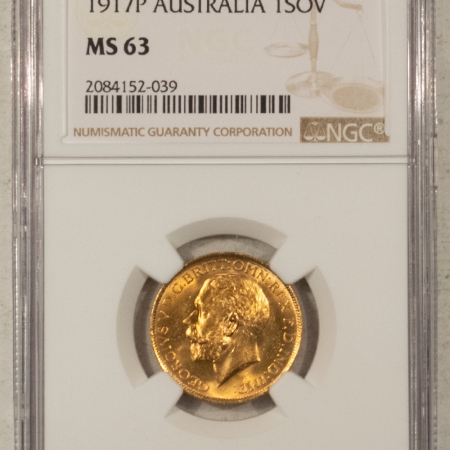 New Store Items 1917-P AUSTRALIA GOLD 1 SOVEREIGN KM-29 – NGC MS-63