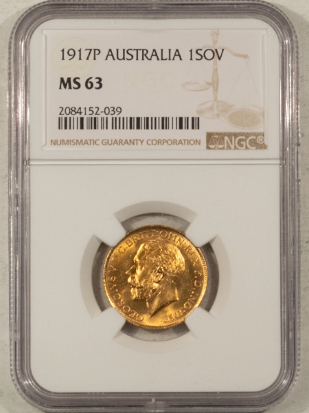 Bullion 1917-P AUSTRALIA GOLD 1 SOVEREIGN KM-29 – NGC MS-63