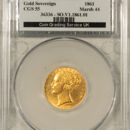 New Store Items 1861 GREAT BRITAIN GOLD 1 SOVEREIGN KM-736 – CHOICE ABOUT UNCIRCULATED!