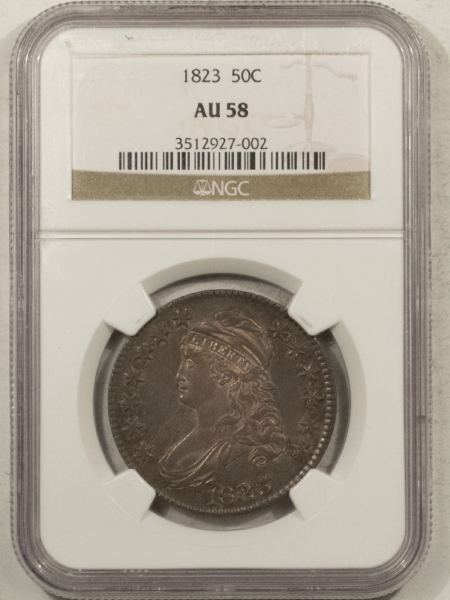 Early Halves 1823 CAPPED BUST HALF DOLLAR – NGC AU-58, SMOOTH & ORIGINAL