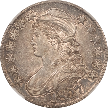 Early Halves 1827 SQUARE 2 CAPPED BUST HALF DOLLAR, O-120a – NGC AU-55