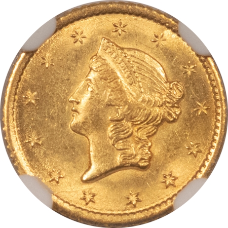 $1 1852-O $1 GOLD DOLLAR – NGC MS-62, FLASHY & WELL-STRUCK, TOUGH DATE!