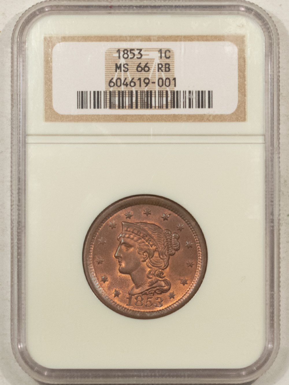 1853 BRAIDED HAIR LARGE CENT - NGC MS-66 RB, SMOOTH & LUSTROUS GEM! - The  Reeded Edge, Inc